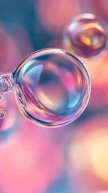 Soap bubble macro with soft multicolor bokeh background.