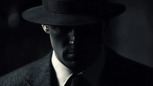 Noir silhouette portrait with dramatic low key lighting.