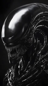 Chrome-fanged nightmare smiles under studio-forged starlight