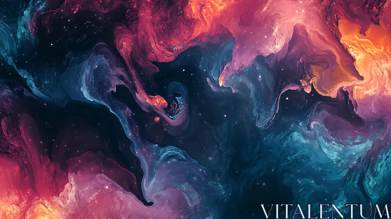 Nebular fluid dynamics in multicolor deep space abstract field