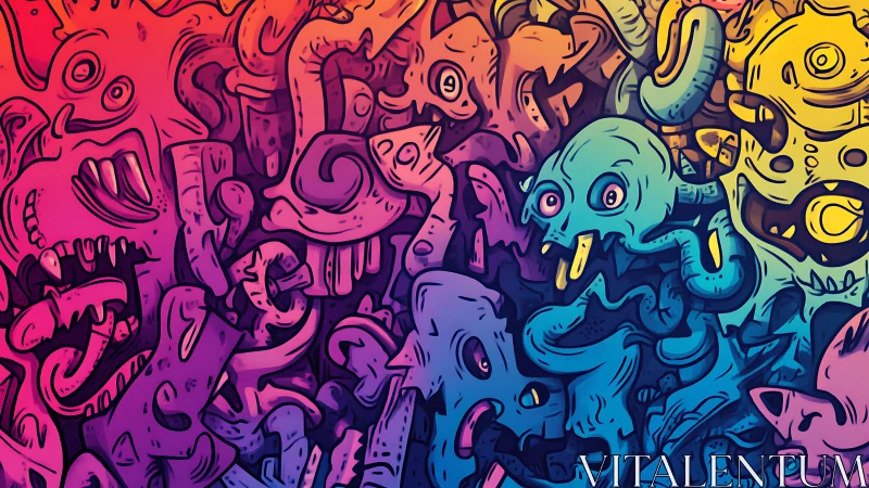 Chromatic monster cluster forms dense surreal character field