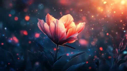 Luminous Bloom: A Glowing Flower's Magical Dance.