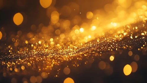 Glittering Gold Bokeh Abstract Background with Warm Light Effects.