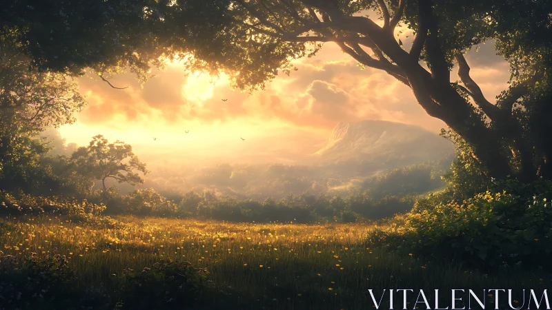 Sunlit meadow quietly rehearses dawn’s first golden symphony