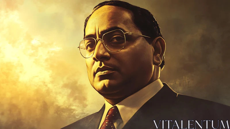 Digital painting portrait with dramatic warm backlighting.