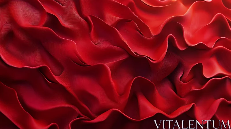 Abstract close-up of red fabric folds with smooth, wavy texture.