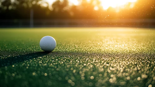 Golden evening light gently rests on a quiet field ball