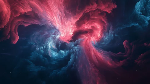 Bipolar nebular vortex unites magenta ion clouds in deep space