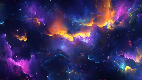 Nebular chromatic clouds form a luminous deep-space vortex