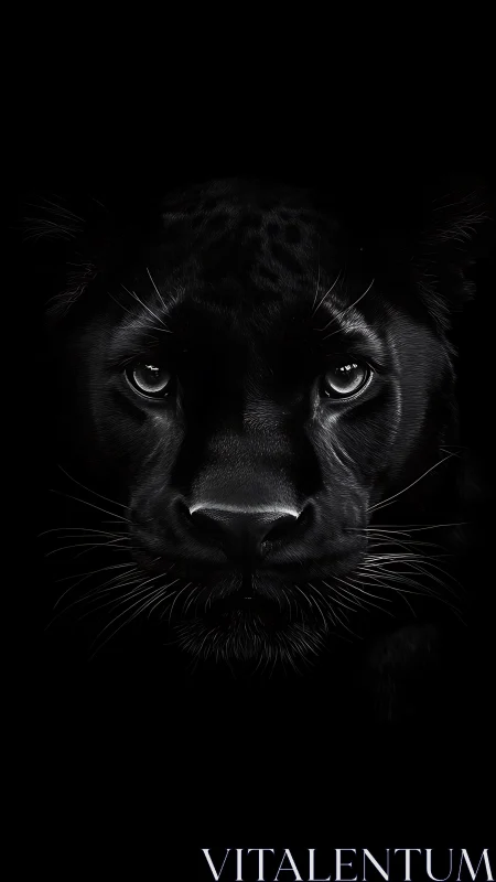 Black Panther Frontal Portrait: High Contrast Monochromatic Feline Study