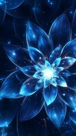 Starlit crystal blossom unfolding in deep midnight blue.