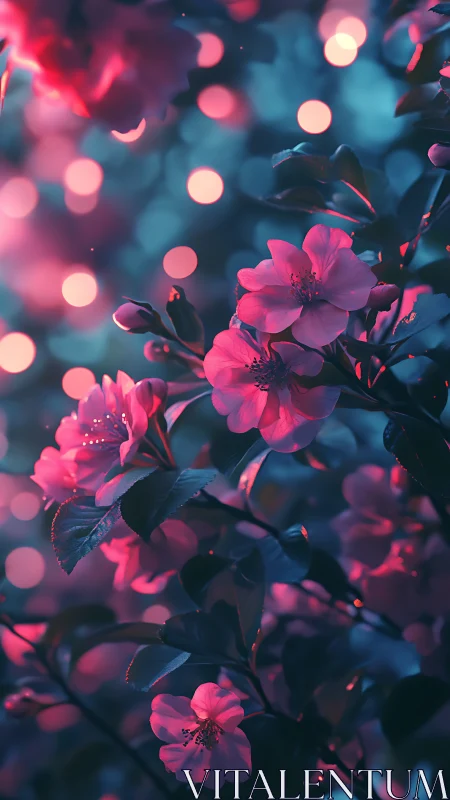 Glowing Pink Blooms Shine in Magical Twilight