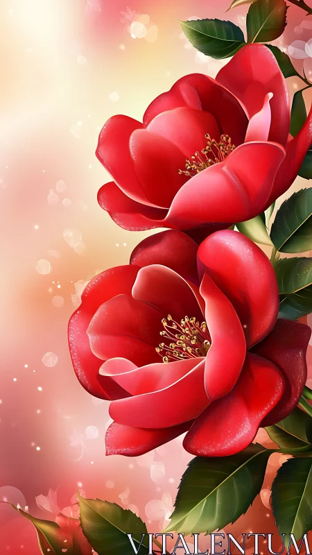 Radiant Red Peonies Blooming in Soft Golden Light