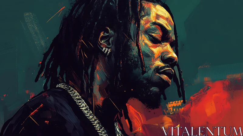 Moody urban portrait captures introspective man in neon light