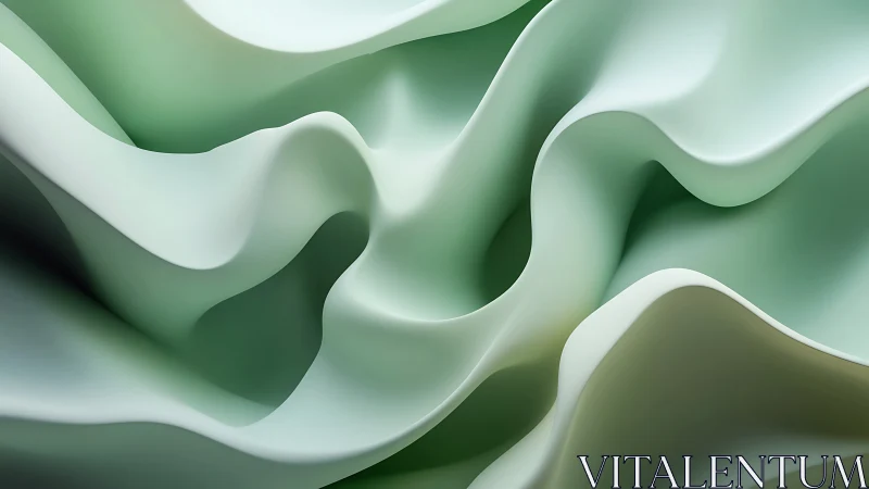 Curved layered surface forms overlapping soft green folds