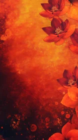Crimson Lotus Blooms Suspended in Warm Gradient Atmosphere