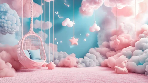 Cotton candy cloud lounge with floating pastel dreams.