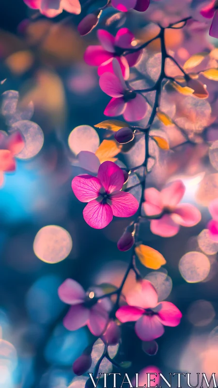 Pink Flowers with Warm Bokeh Depth of Field.