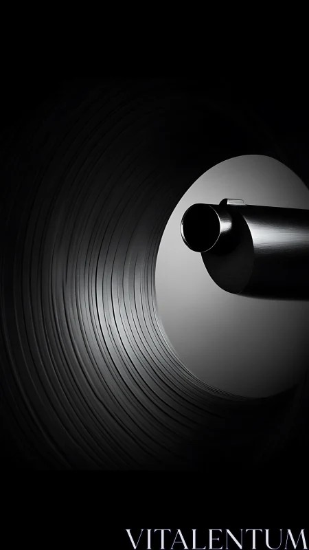 Monochrome macro view inside rifled barrel tunnel, front muzzle