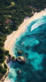 Aerial Littoral Zone Analysis Showing Tropical Coastline with Turquoise Gradient Bathymetry