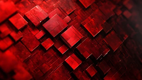 Abstract red 3D cubes pattern with geometric digital style.