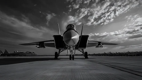 Front view shows parked jet aircraft on concrete runway