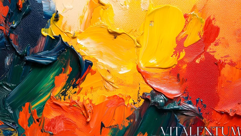 Bold Abstract Oil Painting With Vibrant Colors And Thick Texture.