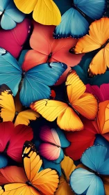 Multicolored butterfly cluster with overlapping wings pattern.