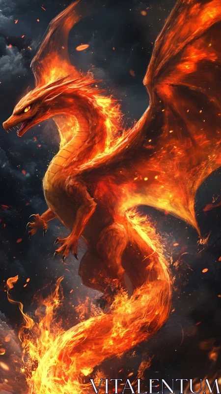 Flame-born dragon coils skyward and stitches fire into storm