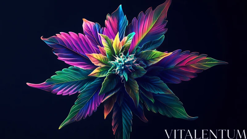 Radiant multicolor digital flower rendered on dark background