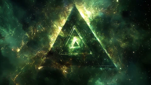 Glowing cosmic triangle inviting you into a dreamy portal.