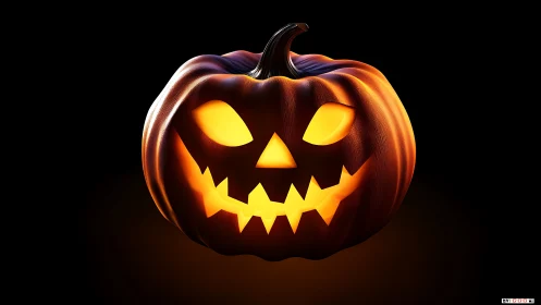 Glowing jack o’lantern smiles brightly in the Halloween night