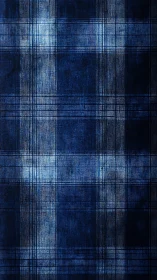Textured indigo tartan grid with luminous vertical bands.