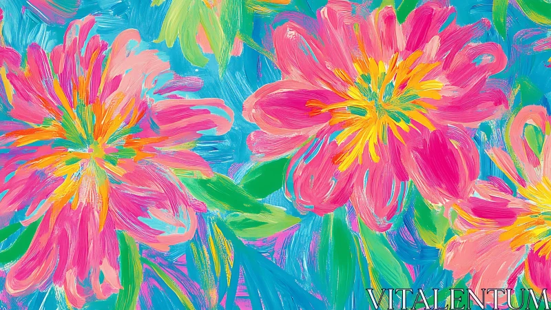 Vibrant Painted Flowers Burst with Joy and Color