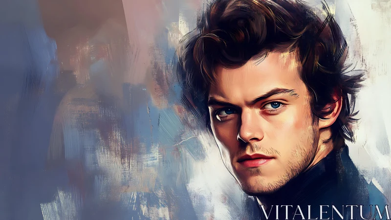 Digital portrait of young man with textured brushwork.