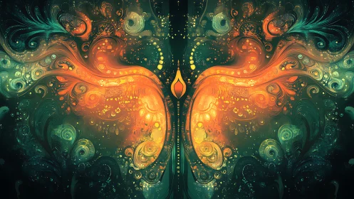 Luminous mirrored flame swirling through dreamy night.