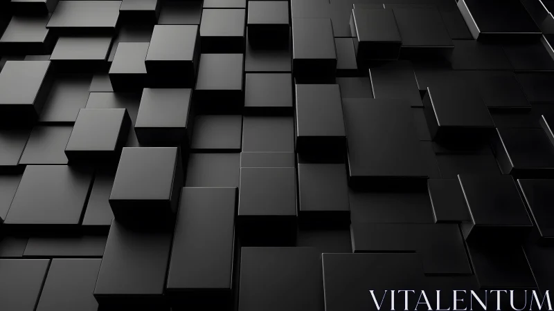 Black geometric 3D cubes abstract background, minimalist style.
