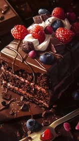 Decadent Chocolate Cake: Cascading Berries and Velvet Ganache.