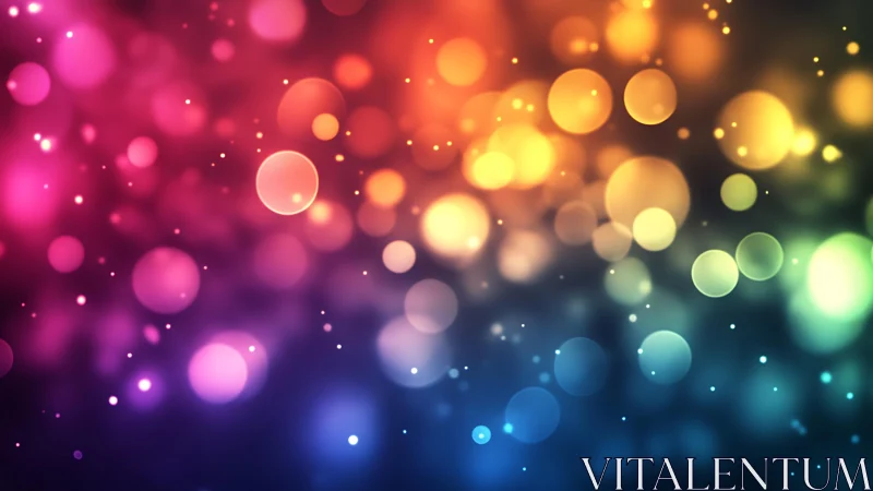 Vibrant multicolored bokeh lights abstract background digital art.