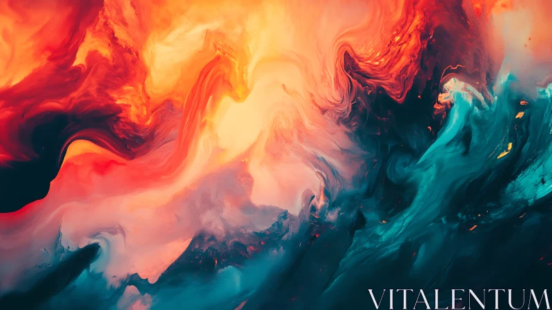 Molten chromatic currents colliding in abstract vortex field.