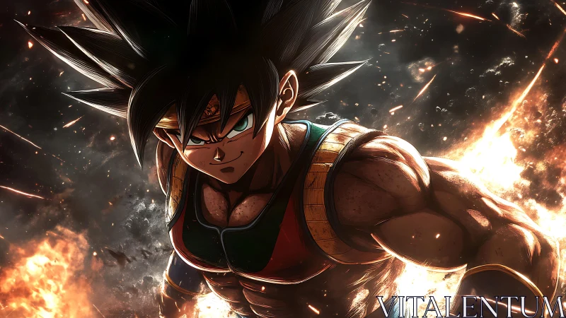 Stormlit warrior forges power from swirling cosmic embers