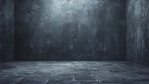 Silent concrete chamber washed in cold metallic light.