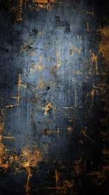 Weathered blue metal surface reveals warm golden patina