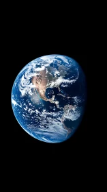 Earth rotates in deep space with Americas illuminated clearly