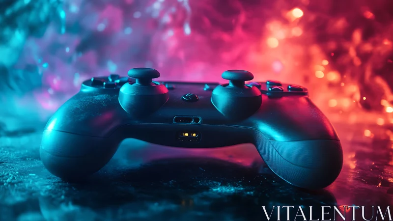 Gaming Controller in Neon Light. Dynamic Cyberpunk Aesthetic.