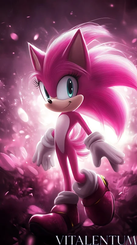 Pink hedgehog heroine in glowing petal storm portrait.