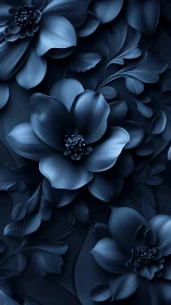 Blue Flowers in Deep Shadow - Digital 3D Botanical Art