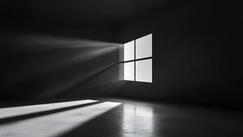 Rectangular window light projecting into dark empty interior.
