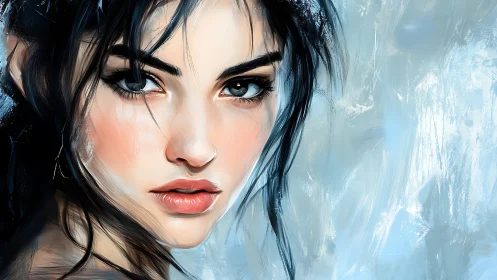 Expressive digital portrait isolates a woman’s intense gaze