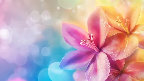 Luminous Petals Dance Through Prismatic Light.